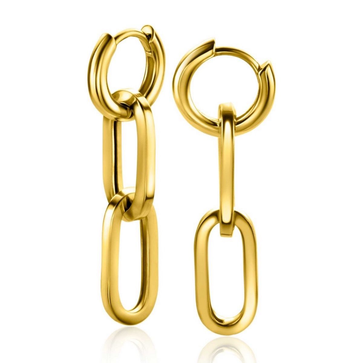 Zinzi gold plated zilveren oorbedels twee lange paperclip schakels 37mm ZICH2352G (excl. oorringen), exclusief en kwalitatief hoogwaardig. Ontdek nu!