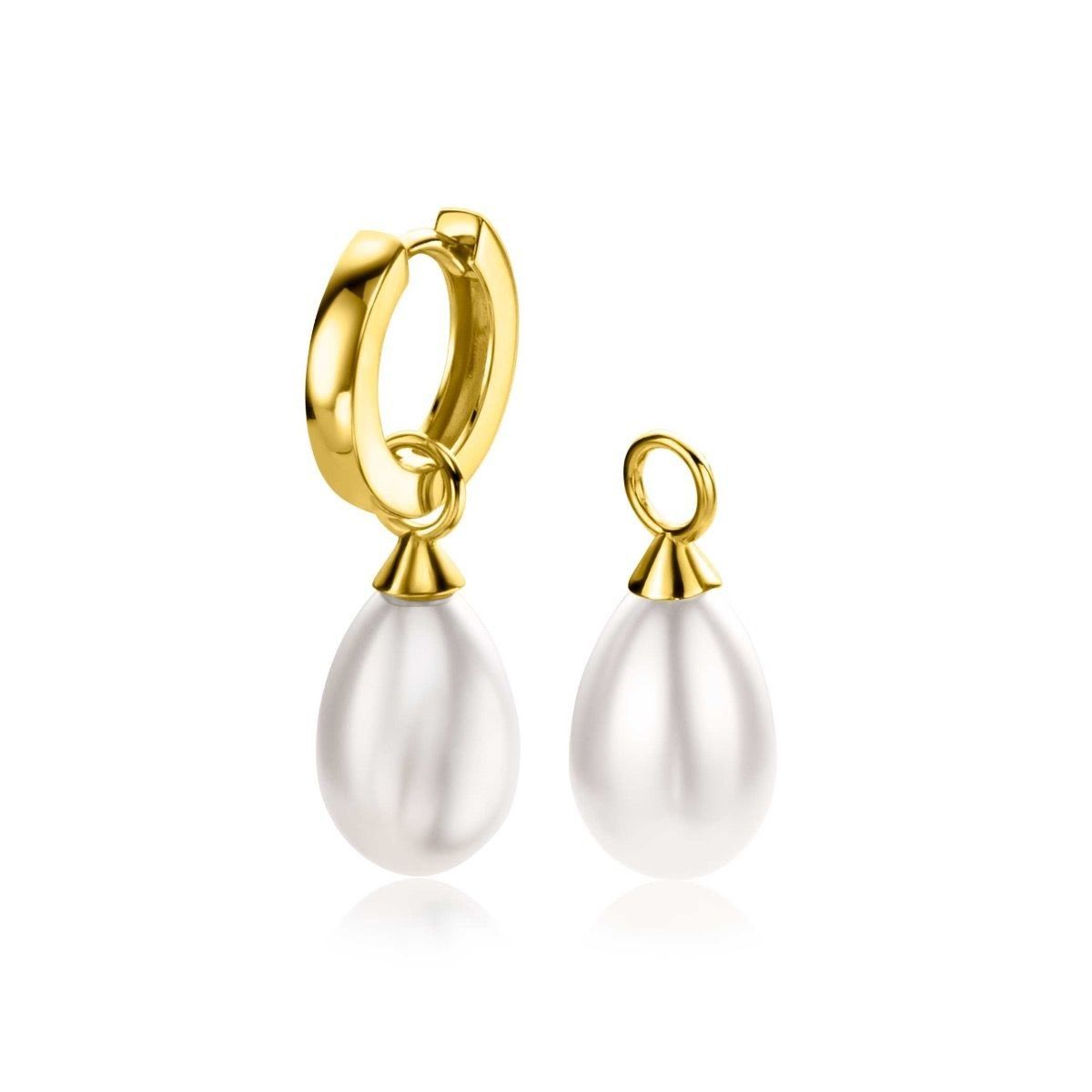 Zinzi ZICH355WG - Gold Plated Zilveren Oorbedels met Witte Parel, exclusief en kwalitatief hoogwaardig. Ontdek nu!