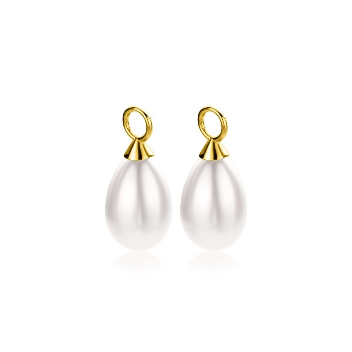 Zinzi ZICH355WG - Gold Plated Zilveren Oorbedels met Witte Parel, exclusief en kwalitatief hoogwaardig. Ontdek nu!