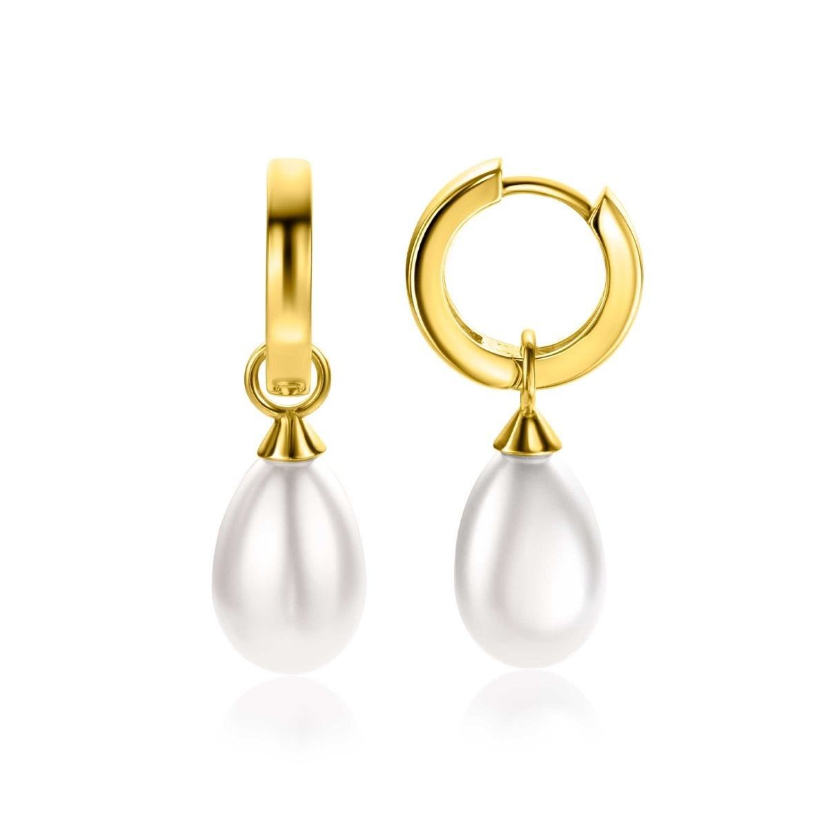 Zinzi ZICH355WG - Gold Plated Zilveren Oorbedels met Witte Parel, exclusief en kwalitatief hoogwaardig. Ontdek nu!