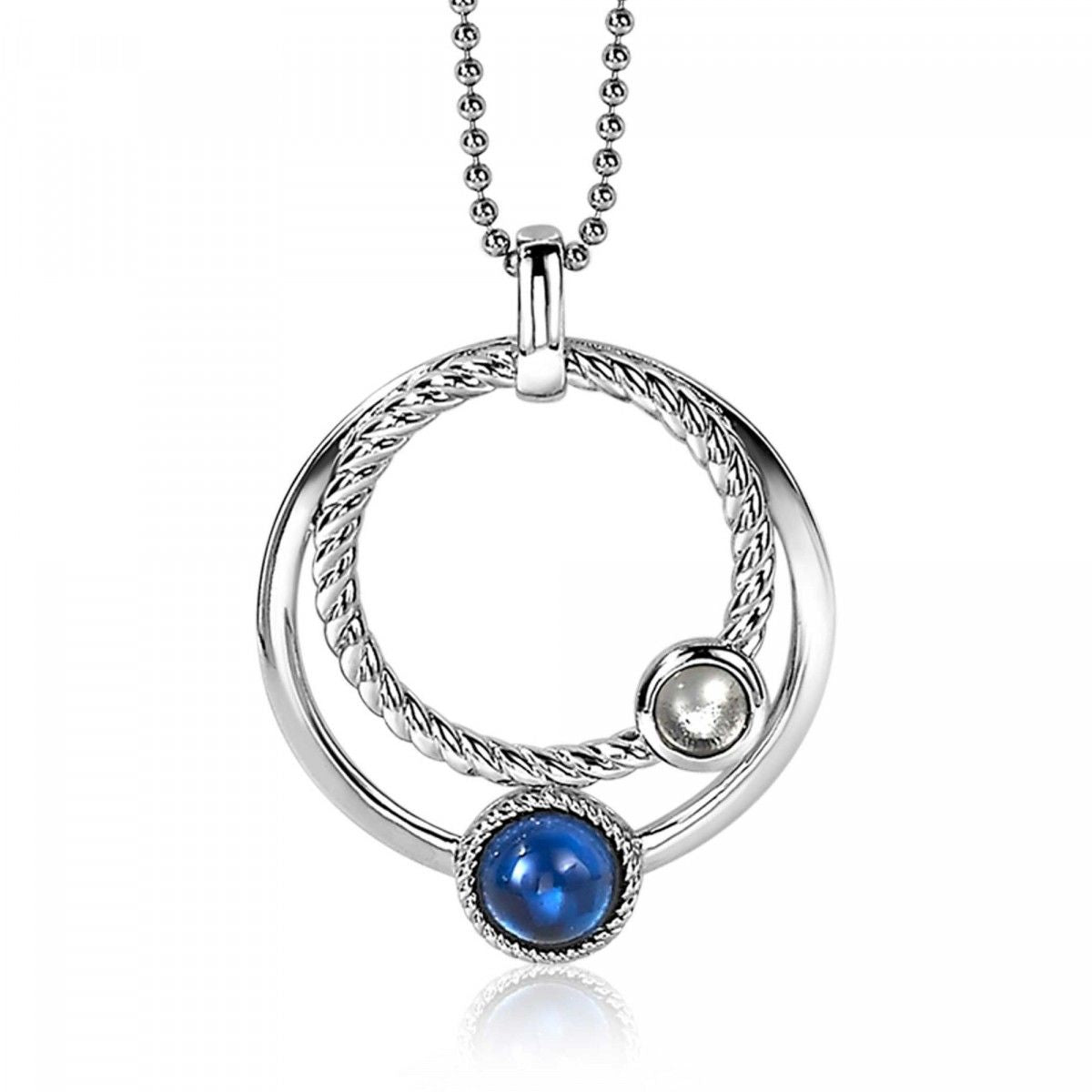 Zinzi zilveren hanger ronde cirkels blauw 32mm ZIH1963, exclusief en kwalitatief hoogwaardig. Ontdek nu!