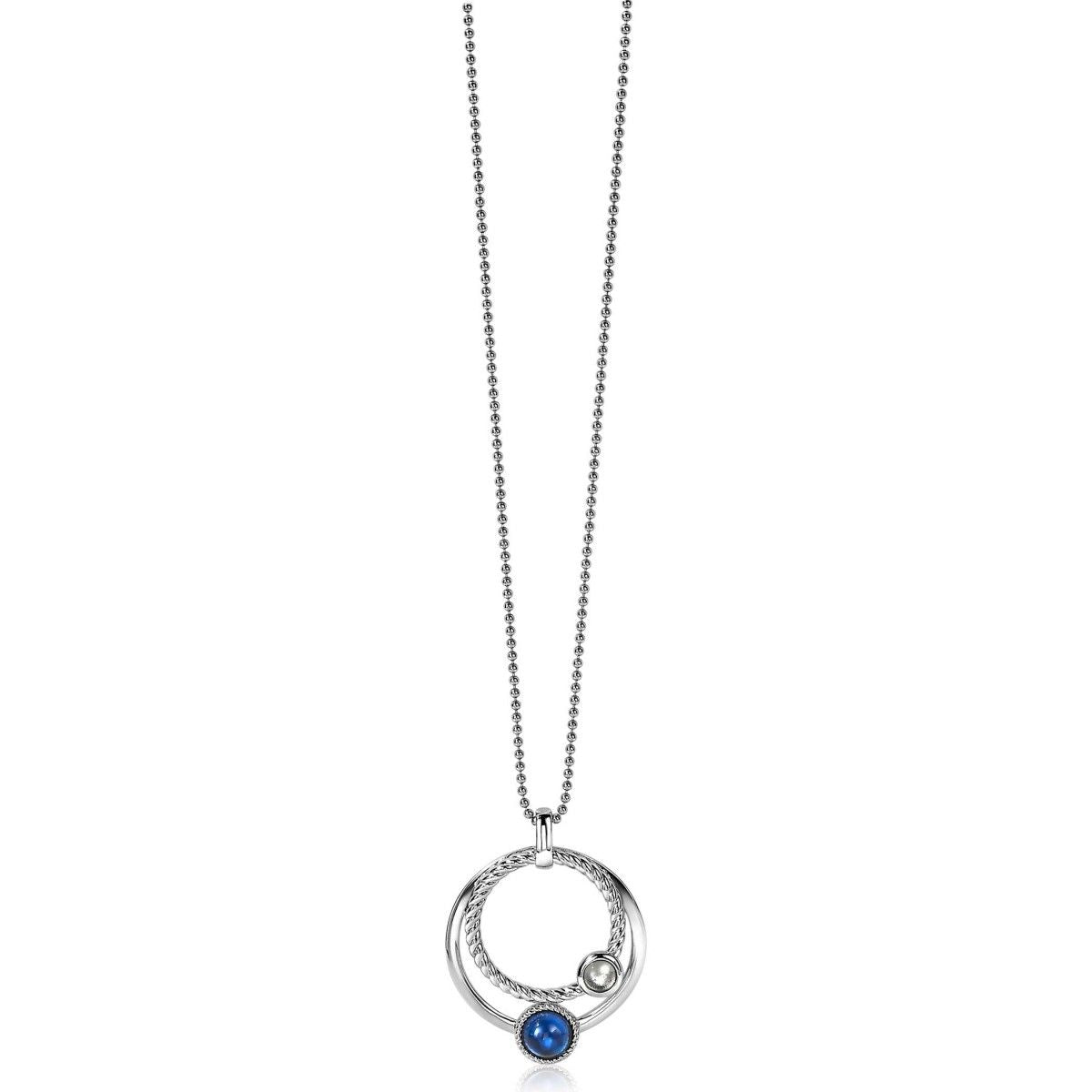 Zinzi zilveren hanger ronde cirkels blauw 32mm ZIH1963, exclusief en kwalitatief hoogwaardig. Ontdek nu!