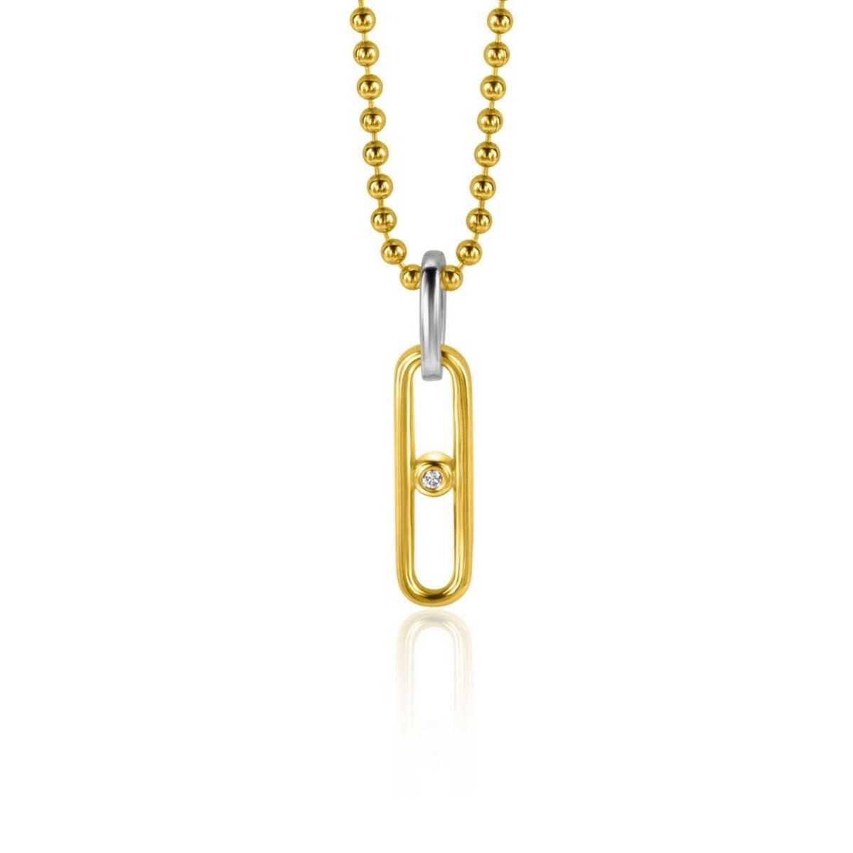 Zinzi gold plated zilveren ovale hanger 20mm met witte zirkonia ZIH2300, exclusief en kwalitatief hoogwaardig. Ontdek nu!