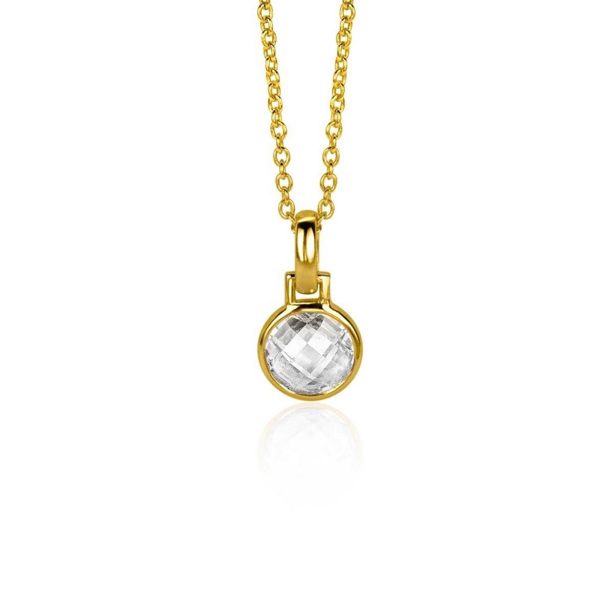 Zinzi gold plated zilveren hanger 15mm met ronde witte zirkonia ZIH2304G, exclusief en kwalitatief hoogwaardig. Ontdek nu!