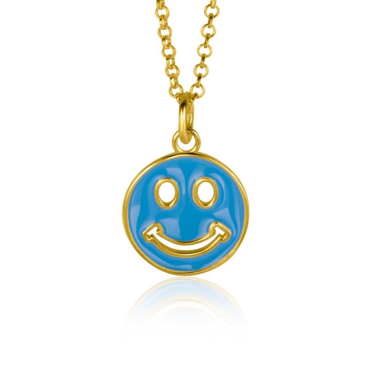 Zinzi gold plated zilveren hanger smiley rond 15mm met blauw emaille ZIH2312B, exclusief en kwalitatief hoogwaardig. Ontdek nu!