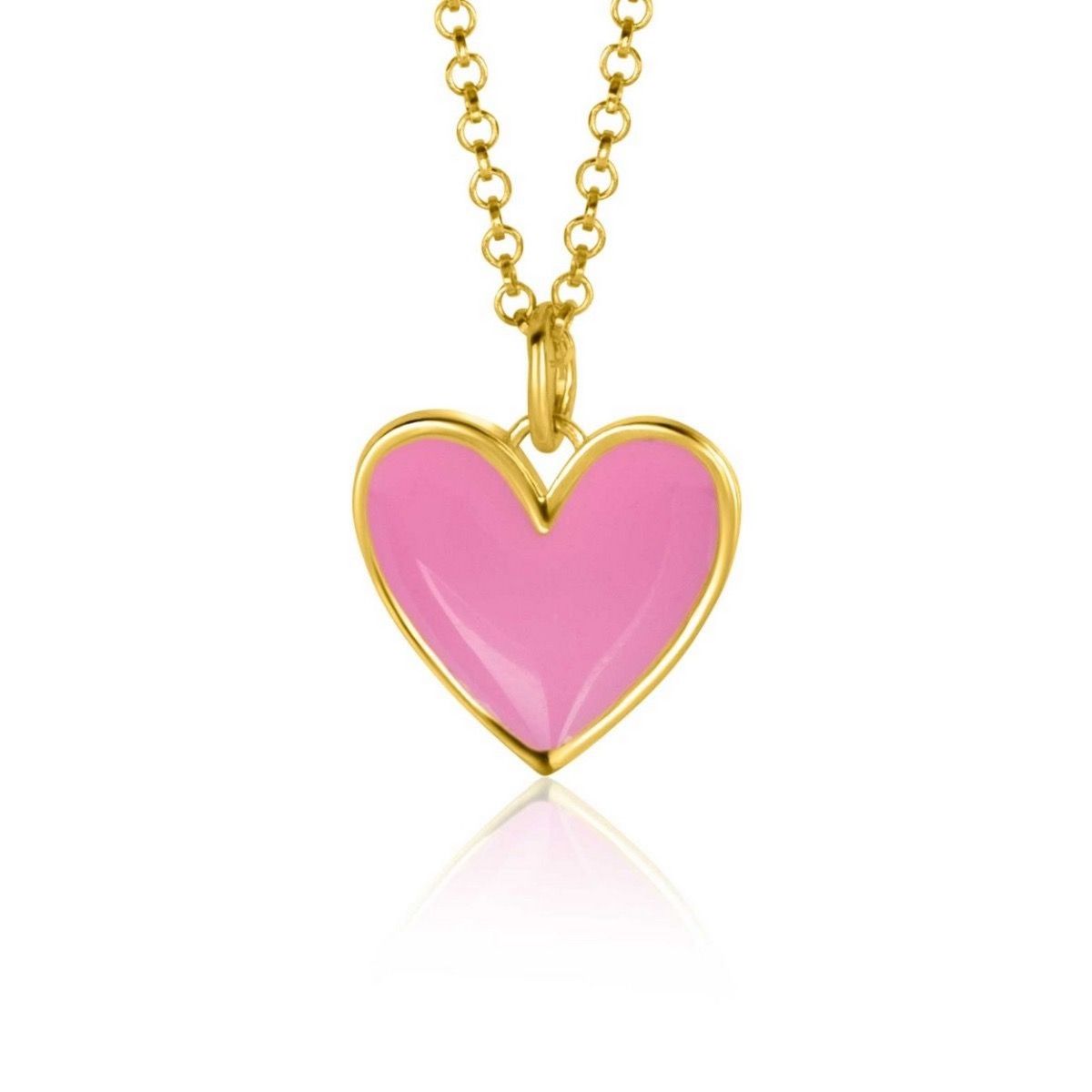 Zinzi gold plated zilveren hanger hart 15mm met roze emaille ZIH2314R, exclusief en kwalitatief hoogwaardig. Ontdek nu!