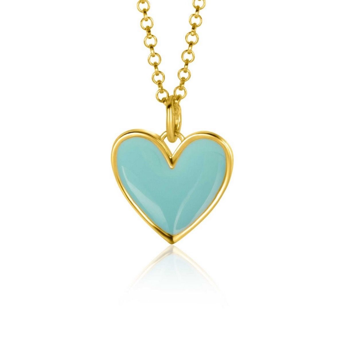 Zinzi gold plated zilveren hanger hart 15mm met turquoise emaille ZIH2314T, exclusief en kwalitatief hoogwaardig. Ontdek nu!