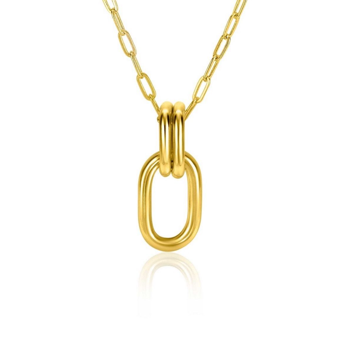 Zinzi gold plated zilveren ovale hanger 33mm met dubbele hangogen ZIH2350G, exclusief en kwalitatief hoogwaardig. Ontdek nu!