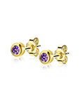 Zinzi's "Purple Passion" - Oorknoppen 4mm Gold Plated met Geboortesteen Paars Amethist Zirconia ZIO-FEB, exclusief en kwalitatief hoogwaardig. Ontdek nu!