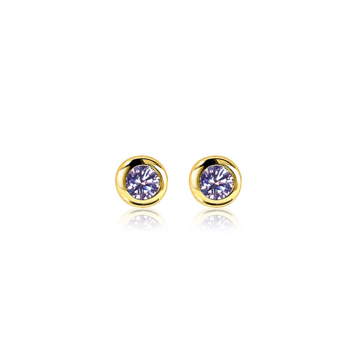 Zinzi&#39;s &quot;Amethyst Aura&quot; - Gold Plated Zilveren Oorknopjes Birthstone met Licht Amethist Kleursteen ZIO-JUN, exclusief en kwalitatief hoogwaardig. Ontdek nu!