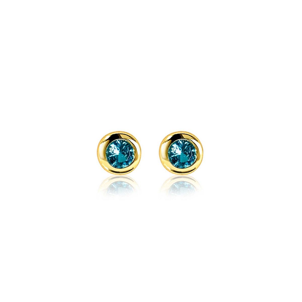 Zinzi&#39;s &quot;Aqua Dream&quot; - 4mm Gold Plated Oorknoppen met Geboortesteen Blauw Aquamarijn Zirconia ZIO-MRT, exclusief en kwalitatief hoogwaardig. Ontdek nu!