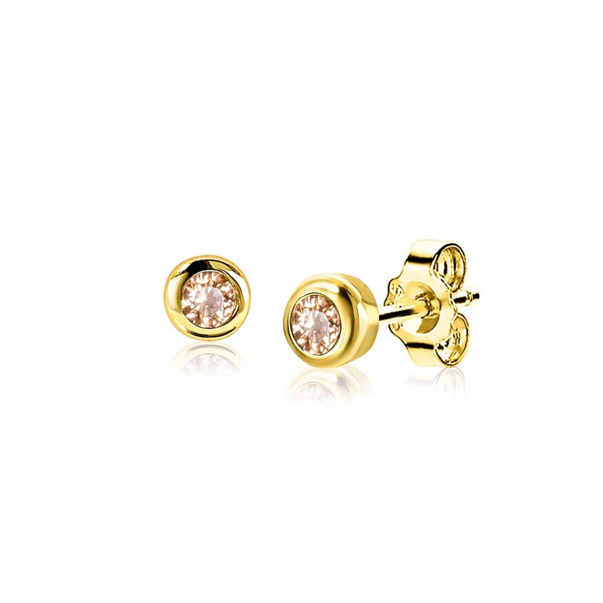 Zinzi's "Citrus Sunshine" - 4mm Gold Plated Oorknoppen met Geboortesteen Geel Citrien Zirconia ZIO-NOV, exclusief en kwalitatief hoogwaardig. Ontdek nu!