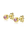 Zinzi's "Rosy Love" - 4mm Gold Plated Oorknoppen met Geboortesteen Roze Rozenkwarts Zirconia ZIO-OKT, exclusief en kwalitatief hoogwaardig. Ontdek nu!