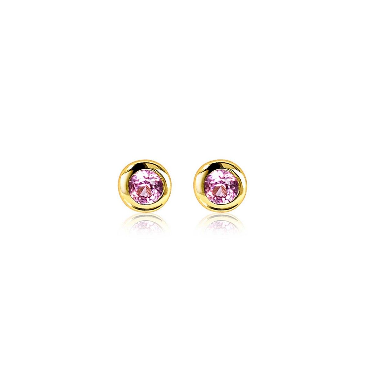 Zinzi&#39;s &quot;Rosy Love&quot; - 4mm Gold Plated Oorknoppen met Geboortesteen Roze Rozenkwarts Zirconia ZIO-OKT, exclusief en kwalitatief hoogwaardig. Ontdek nu!