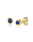 Zinzi's "Sapphire Sparkle" - 4mm Gold Plated Oorknoppen met Geboortesteen Blauw Saffier Zirconia ZIO-SEP, exclusief en kwalitatief hoogwaardig. Ontdek nu!