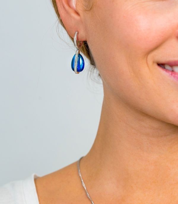 Zinzi zilveren oorsieraden blauw wit ZIO1760, exclusief en kwalitatief hoogwaardig. Ontdek nu!
