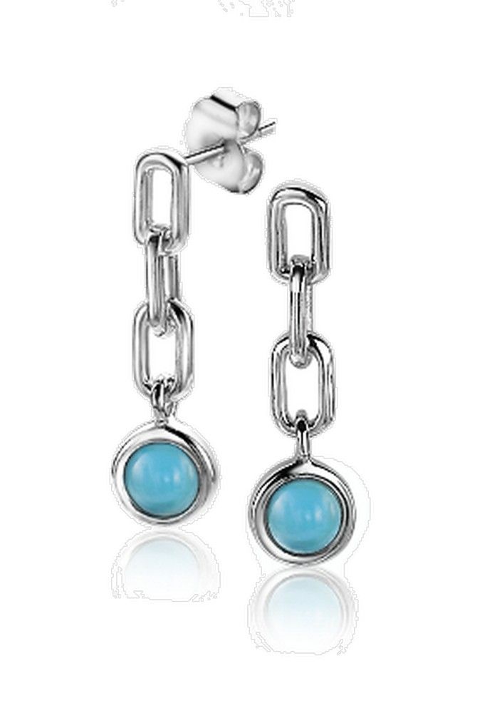 Zinzi zilveren oorsieraden 20mm paperclip schakel turquoise blauw ZIO2173, exclusief en kwalitatief hoogwaardig. Ontdek nu!