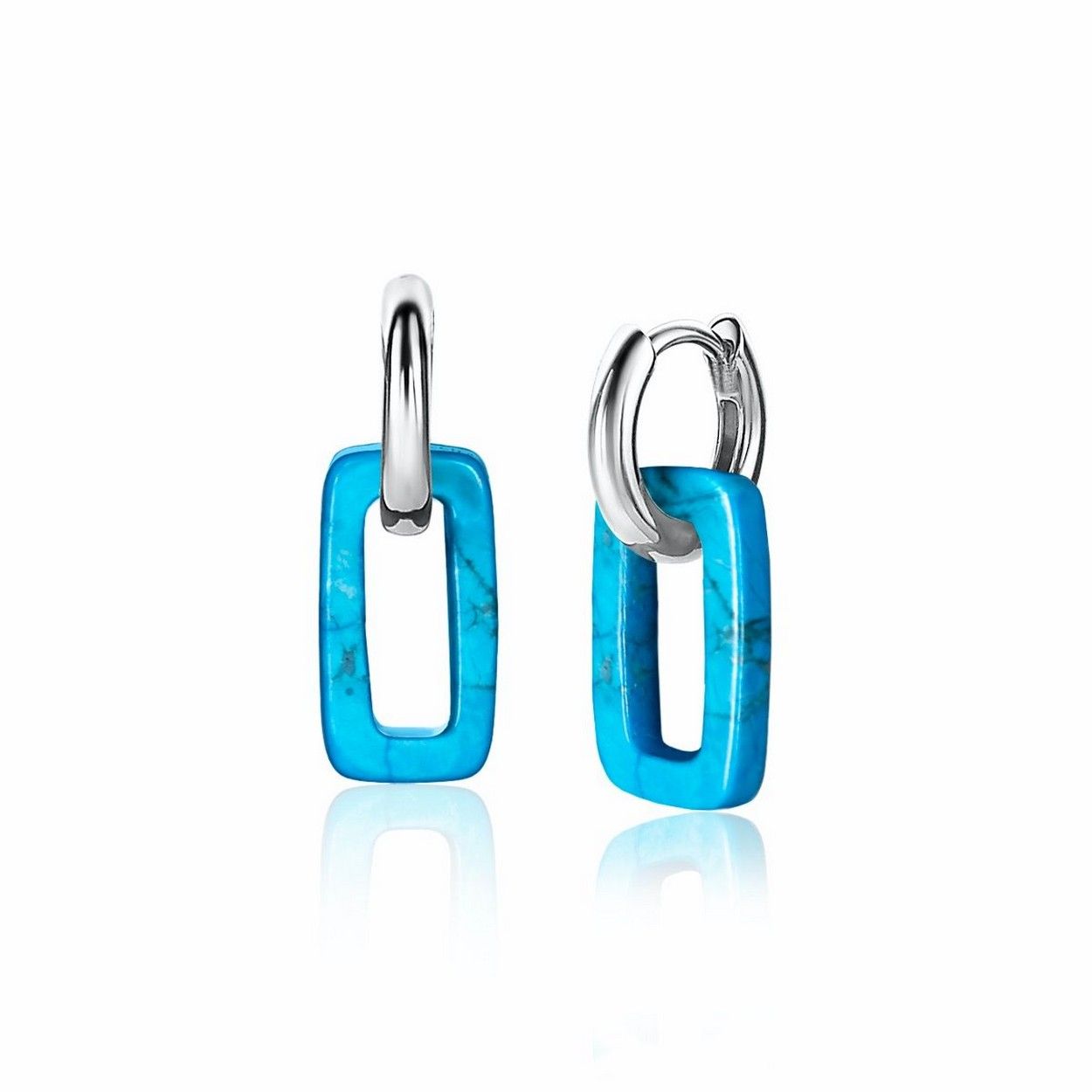 Zinzi zilveren oorringen 12mm met open ovale turquoise howliet edelsteen ZIO2228, exclusief en kwalitatief hoogwaardig. Ontdek nu!