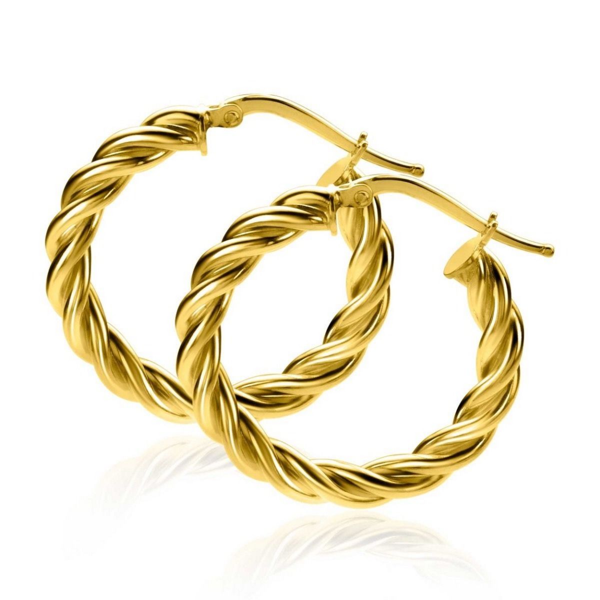 Zinzi gold plated zilveren wokkel oorringen met gedraaide buis 26x4mm ZIO2281G, exclusief en kwalitatief hoogwaardig. Ontdek nu!