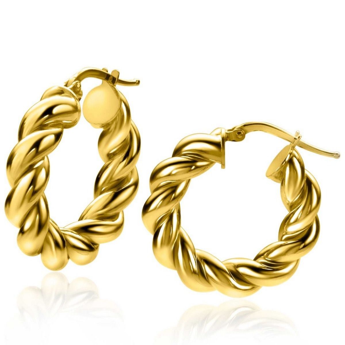 Zinzi gold plated zilveren wokkel oorringen met gedraaide buis 27x6mm ZIO2283G, exclusief en kwalitatief hoogwaardig. Ontdek nu!