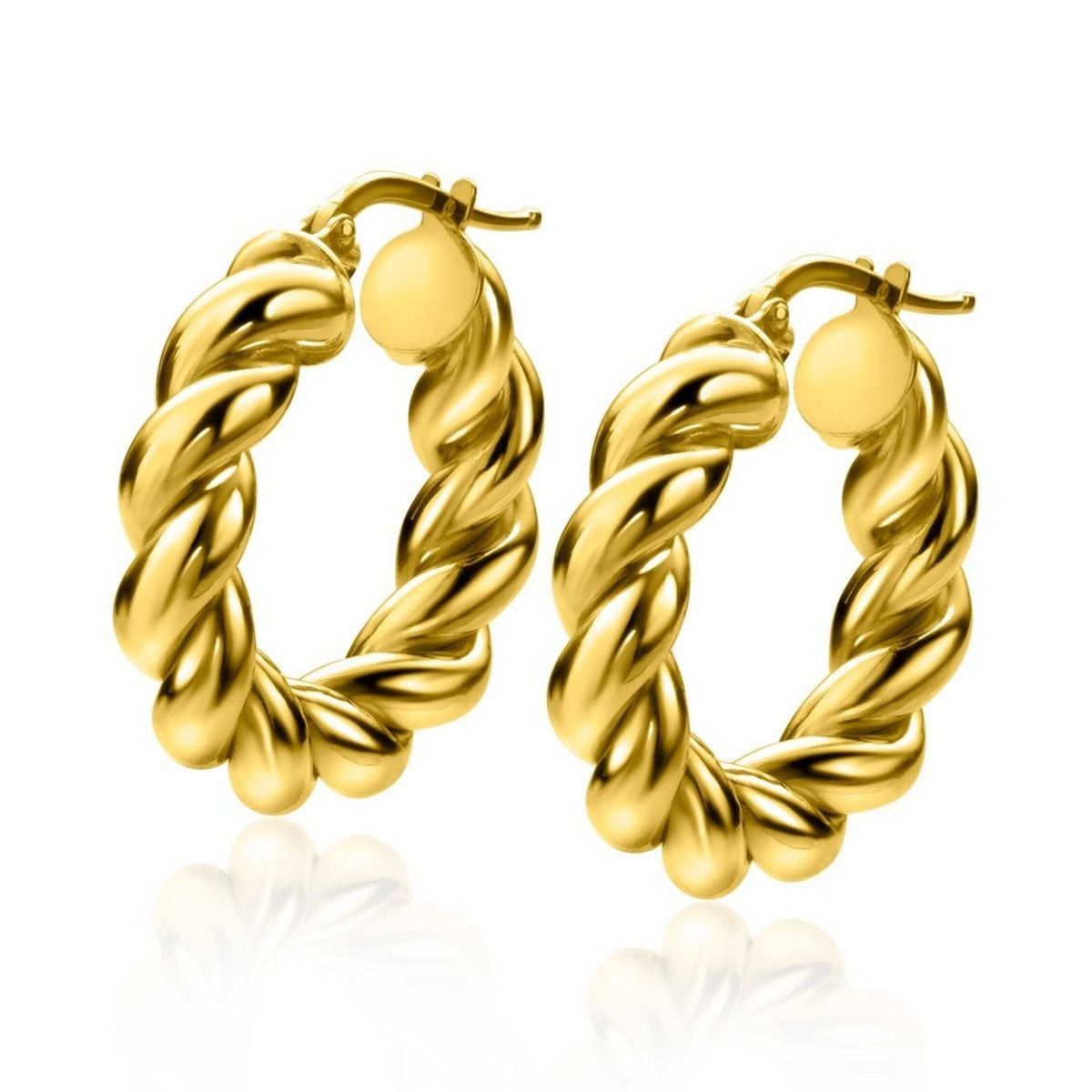 Zinzi gold plated zilveren wokkel oorringen met gedraaide buis 27x6mm ZIO2283G, exclusief en kwalitatief hoogwaardig. Ontdek nu!