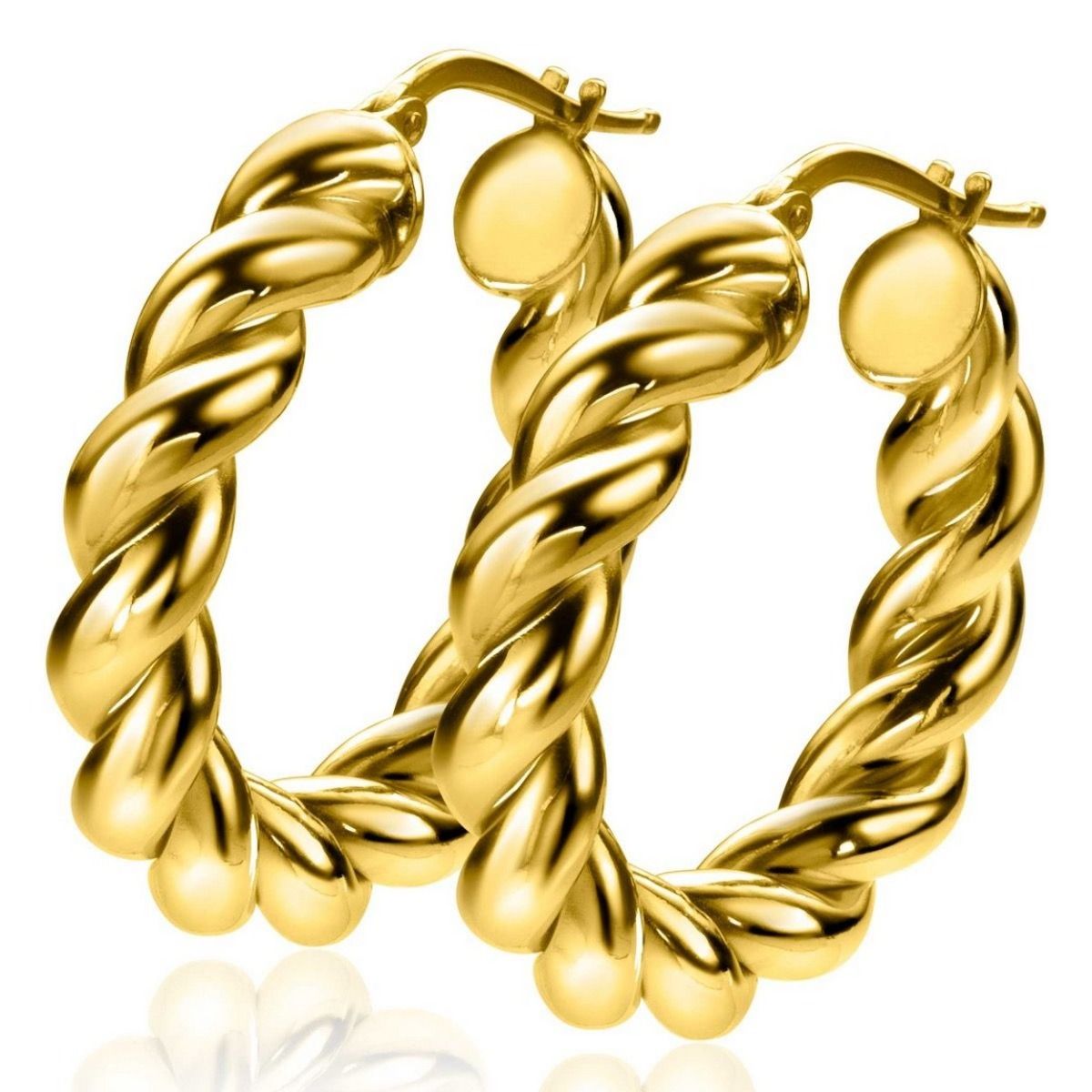 Zinzi gold plated zilveren wokkel oorringen met gedraaide buis 31x6mm ZIO2284G, exclusief en kwalitatief hoogwaardig. Ontdek nu!