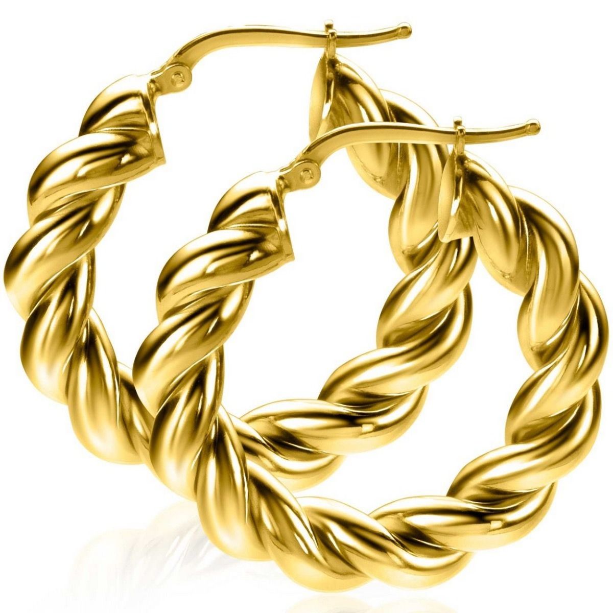 Zinzi gold plated zilveren wokkel oorringen met gedraaide buis 31x6mm ZIO2284G, exclusief en kwalitatief hoogwaardig. Ontdek nu!