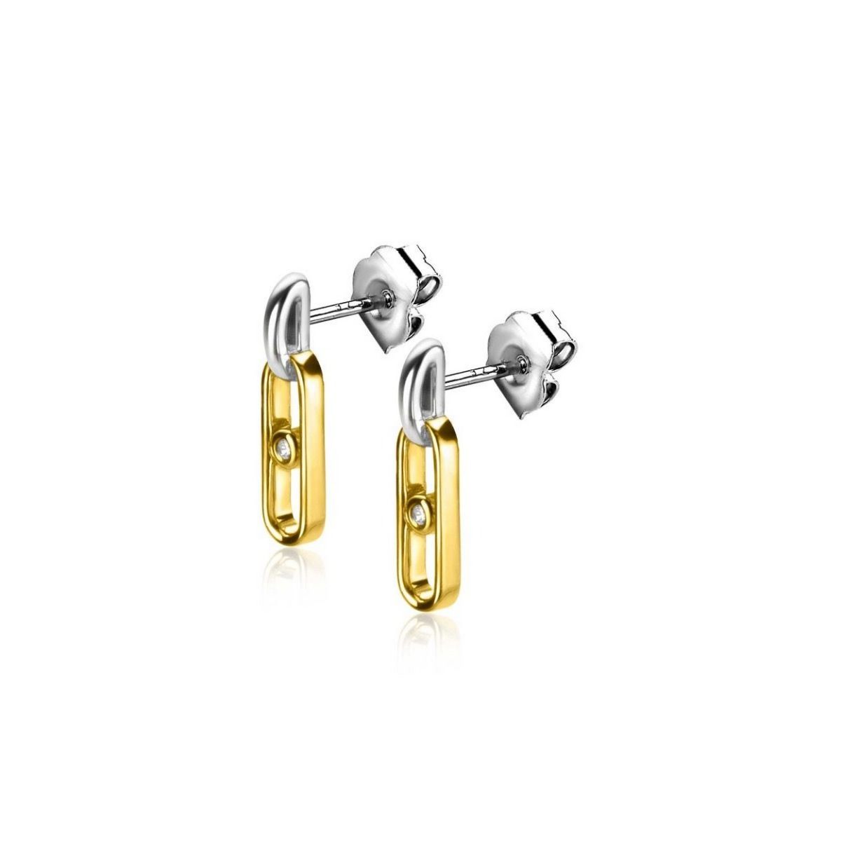 Zinzi gold plated zilveren ovale oorstekers 12mm bezet met witte zirkonia ZIO2300, exclusief en kwalitatief hoogwaardig. Ontdek nu!