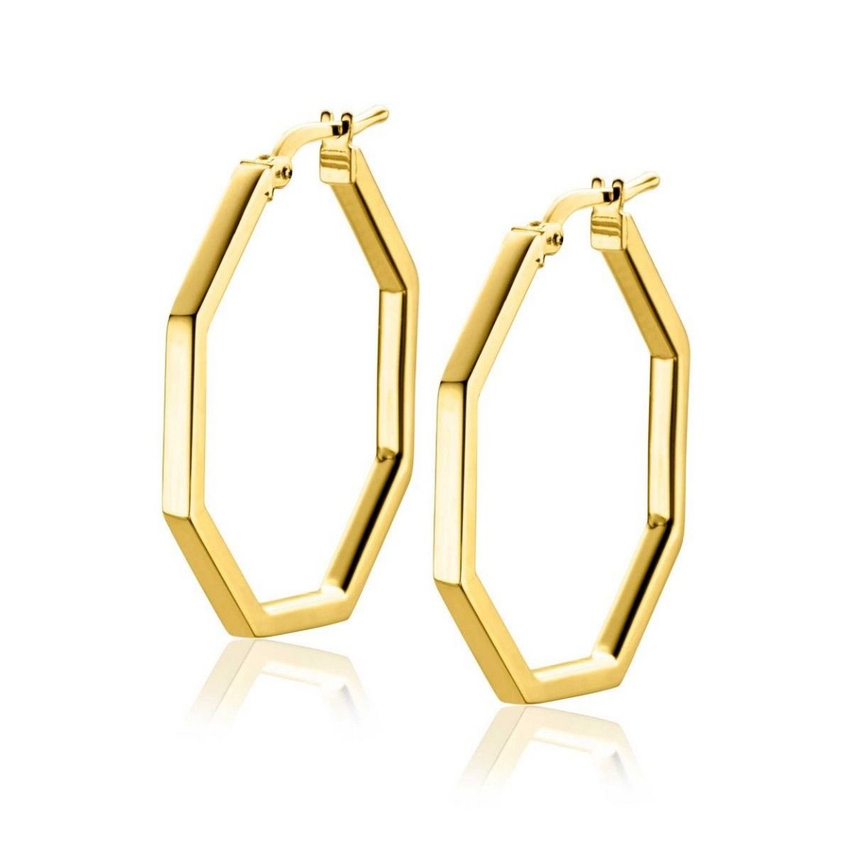 Zinzi gold plated zilveren oorringen in trendy zeshoek 27 x 2mm ZIO2323G, exclusief en kwalitatief hoogwaardig. Ontdek nu!