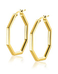 Zinzi gold plated zilveren oorringen in trendy zeshoek 27 x 2mm ZIO2323G, exclusief en kwalitatief hoogwaardig. Ontdek nu!