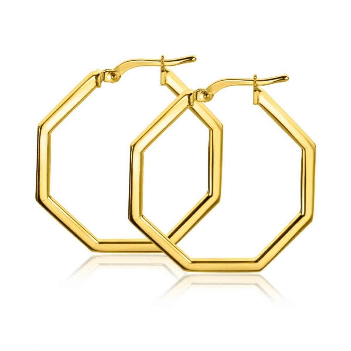 Zinzi gold plated zilveren oorringen in trendy zeshoek 27 x 2mm ZIO2323G, exclusief en kwalitatief hoogwaardig. Ontdek nu!