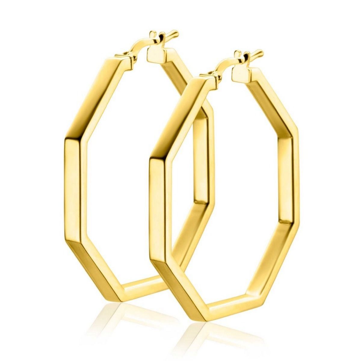 Zinzi gold plated zilveren oorringen in trendy zeshoek 35 x 3mm ZIO2323LG, exclusief en kwalitatief hoogwaardig. Ontdek nu!