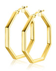 Zinzi gold plated zilveren oorringen in trendy zeshoek 35 x 3mm ZIO2323LG, exclusief en kwalitatief hoogwaardig. Ontdek nu!