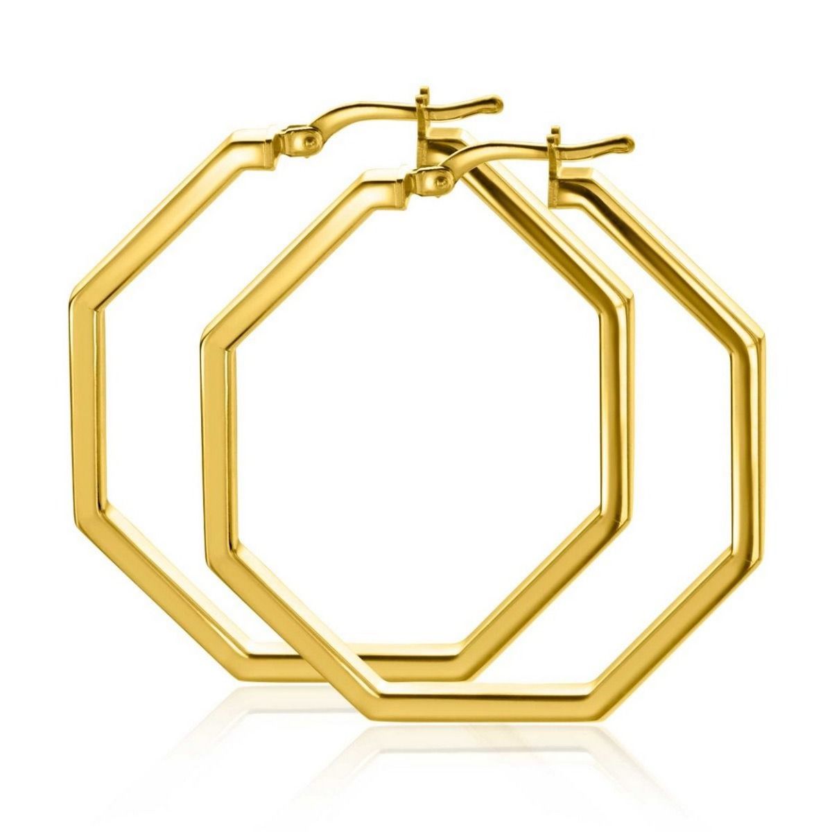 Zinzi gold plated zilveren oorringen in trendy zeshoek 35 x 3mm ZIO2323LG, exclusief en kwalitatief hoogwaardig. Ontdek nu!