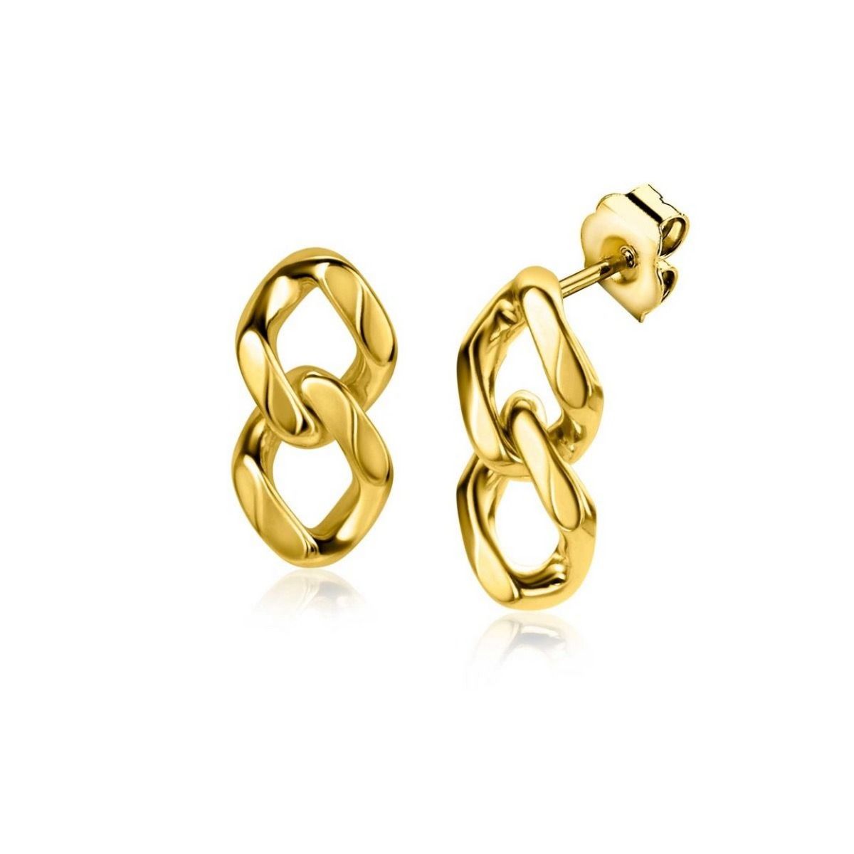 Zinzi gold plated zilveren oorstekers gourmet schakels 19mm ZIO2331, exclusief en kwalitatief hoogwaardig. Ontdek nu!