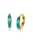 Zinzi gold plated zilveren luxe oorringen met turquoise emaille 14x3,5mm ZIO2338T, exclusief en kwalitatief hoogwaardig. Ontdek nu!