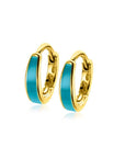 Zinzi gold plated zilveren luxe oorringen met turquoise emaille 14x3,5mm ZIO2338T, exclusief en kwalitatief hoogwaardig. Ontdek nu!