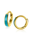 Zinzi gold plated zilveren luxe oorringen met turquoise emaille 14x3,5mm ZIO2338T, exclusief en kwalitatief hoogwaardig. Ontdek nu!