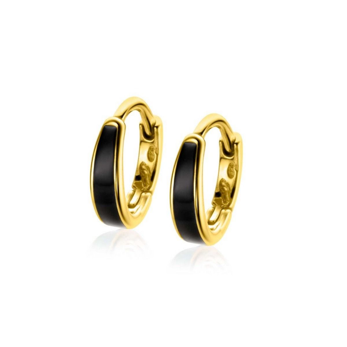 Zinzi gold plated zilveren luxe oorringen met zwart emaille 14x3,5mm ZIO2338Z, exclusief en kwalitatief hoogwaardig. Ontdek nu!