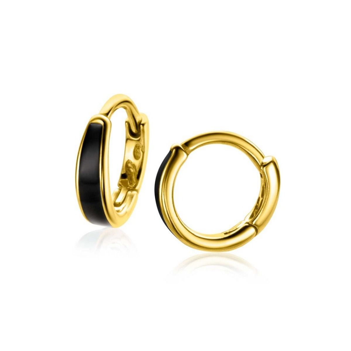 Zinzi gold plated zilveren luxe oorringen met zwart emaille 14x3,5mm ZIO2338Z, exclusief en kwalitatief hoogwaardig. Ontdek nu!