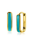 Zinzi gold plated zilveren luxe oorringen rechthoek vorm met turquoise emaille 15x4mm ZIO2339T, exclusief en kwalitatief hoogwaardig. Ontdek nu!