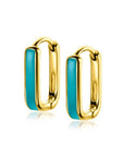 Zinzi gold plated zilveren luxe oorringen rechthoek vorm met turquoise emaille 15x4mm ZIO2339T, exclusief en kwalitatief hoogwaardig. Ontdek nu!