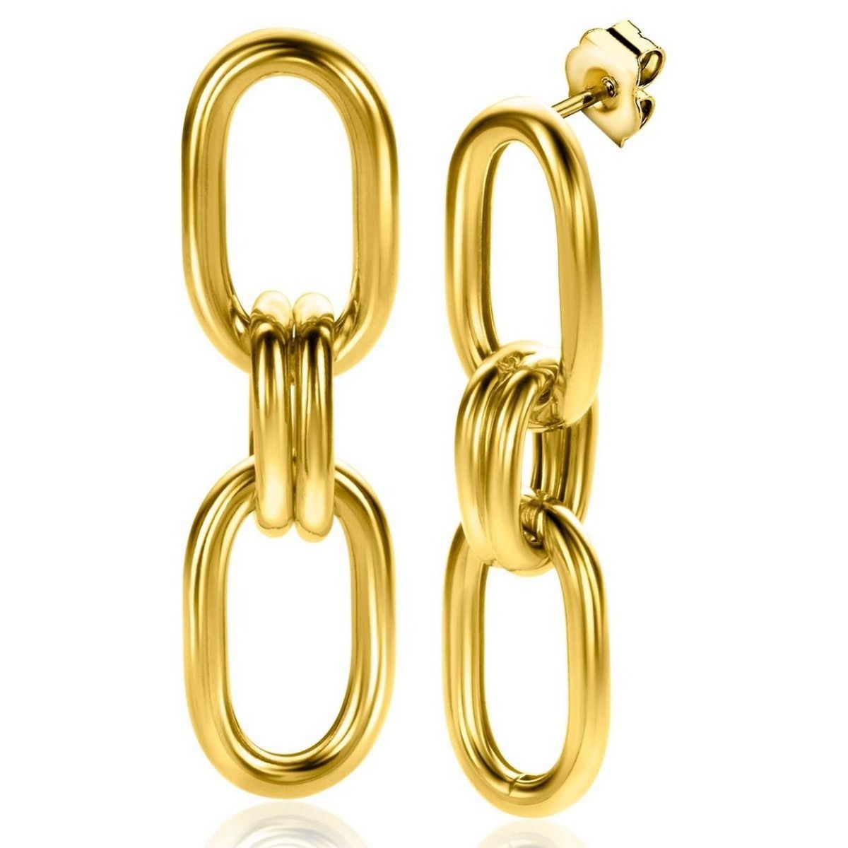 Zinzi gold-plated zilveren grote ovale oorsieraden 50mm met trendy paperclip schakels ZIO2350G, exclusief en kwalitatief hoogwaardig. Ontdek nu!