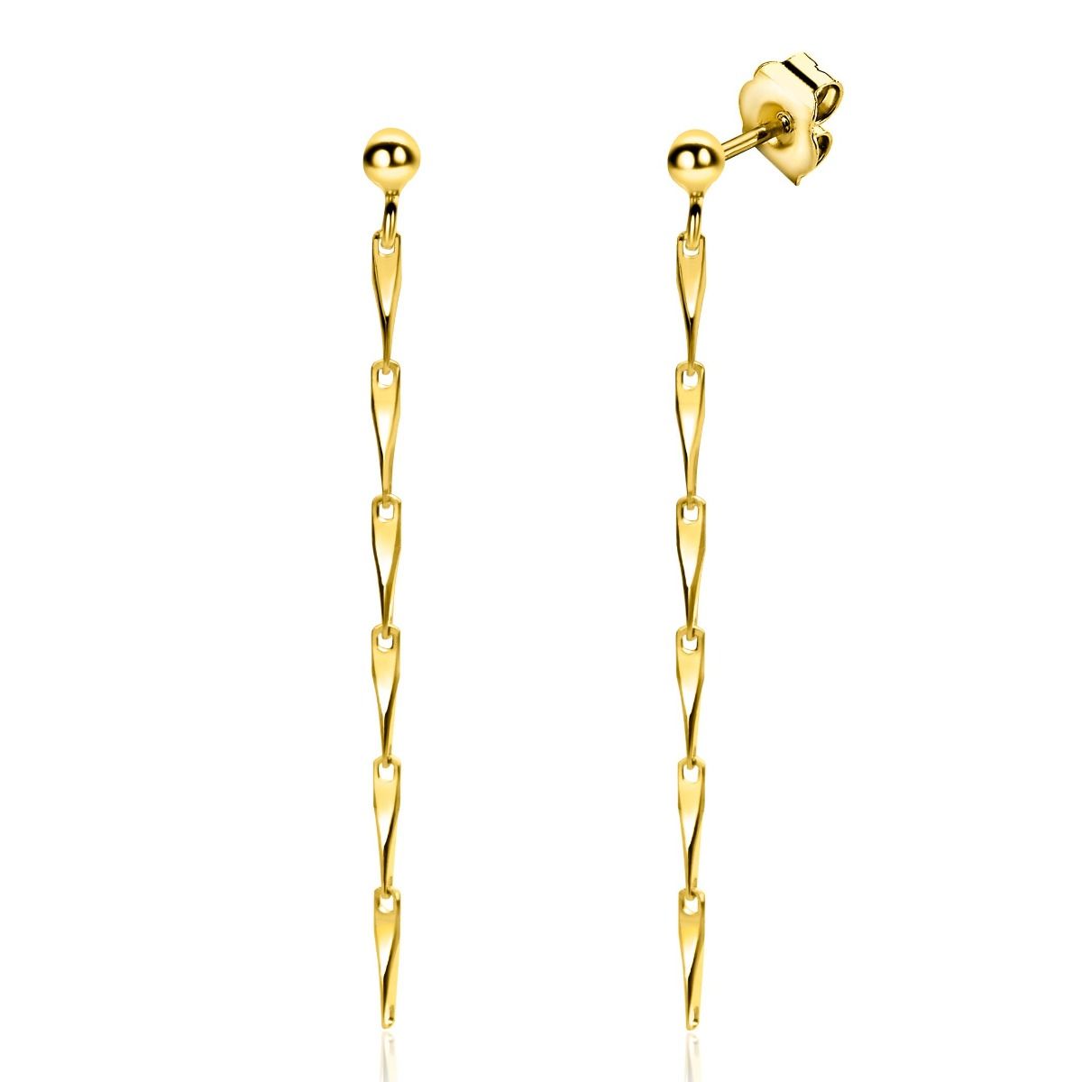 Zinzi gold plated zilveren oorstekers met glinsterende pijlvormige schakels ZIO2414G, exclusief en kwalitatief hoogwaardig. Ontdek nu!