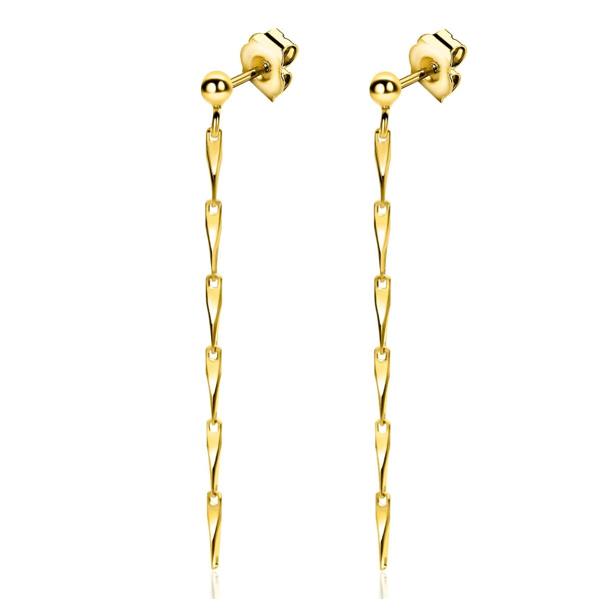 Zinzi gold plated zilveren oorstekers met glinsterende pijlvormige schakels ZIO2414G, exclusief en kwalitatief hoogwaardig. Ontdek nu!