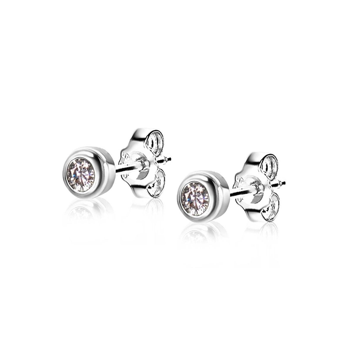 Zinzi's "April Sparkle" - 4mm Zilveren Oorknoppen met Geboortesteen Diamant Wit Zirconia ZIOZ-APR, exclusief en kwalitatief hoogwaardig. Ontdek nu!