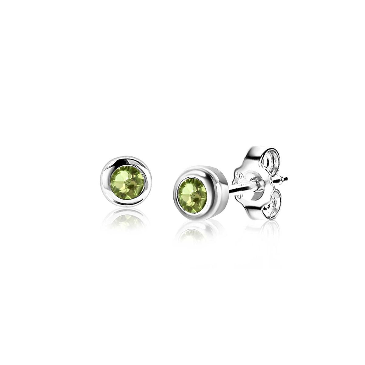 Zinzi's "August Greenery" - 4mm Zilveren Oorknoppen met Geboortesteen Groen Peridoot Zirconia ZIOZ-AUG, exclusief en kwalitatief hoogwaardig. Ontdek nu!