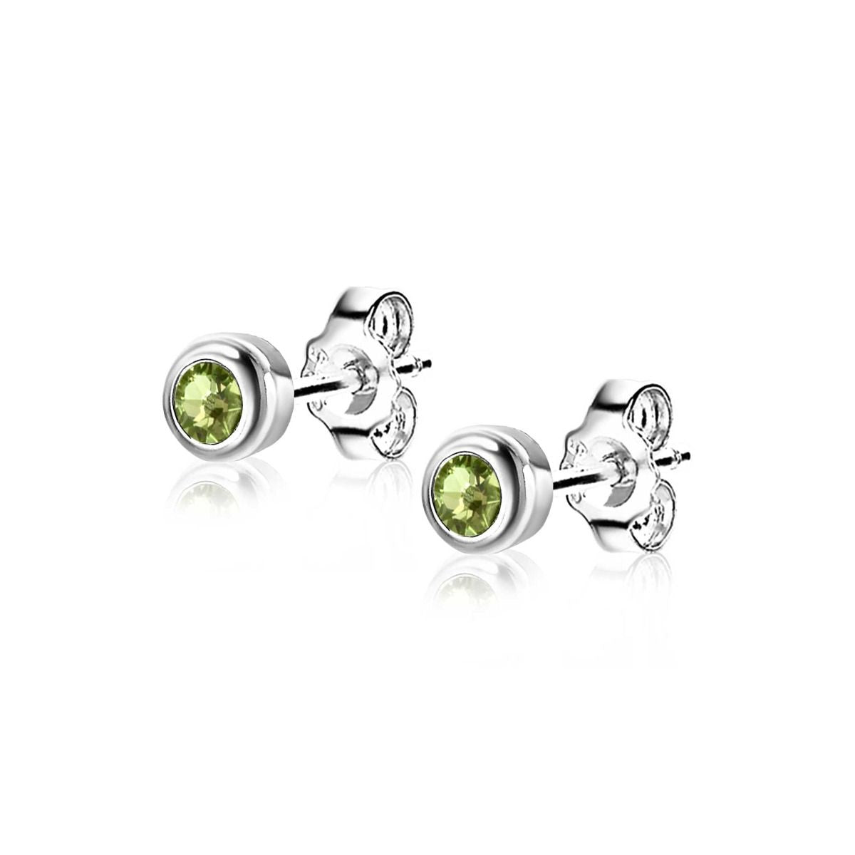 Zinzi's "August Greenery" - 4mm Zilveren Oorknoppen met Geboortesteen Groen Peridoot Zirconia ZIOZ-AUG, exclusief en kwalitatief hoogwaardig. Ontdek nu!