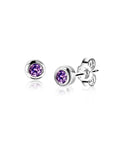 Zinzi's "Purple Passion" - 4mm Zilveren Oorknoppen met Geboortesteen Paars Amethist Zirconia ZIOZ-FEB, exclusief en kwalitatief hoogwaardig. Ontdek nu!