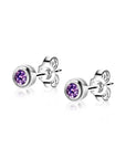 Zinzi's "Purple Passion" - 4mm Zilveren Oorknoppen met Geboortesteen Paars Amethist Zirconia ZIOZ-FEB, exclusief en kwalitatief hoogwaardig. Ontdek nu!